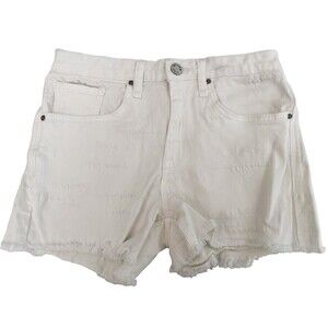 William Rast Women's White High-Rise Raw Hem Denim Jean Perfect Shorts Size 27